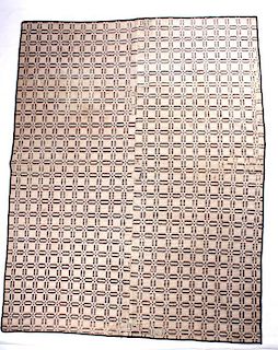 Antique Tan and Black Coverlet