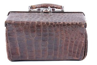 Early 1900's Brown Alligator Leather Doctor's Bag