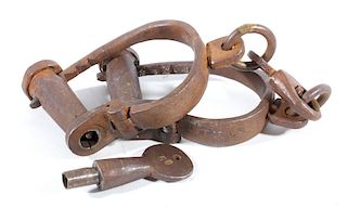 Antique Iron Handcuffs with Key