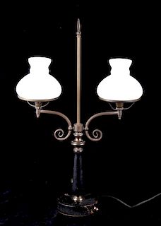 Antique Double Globe Brass Table Lamp