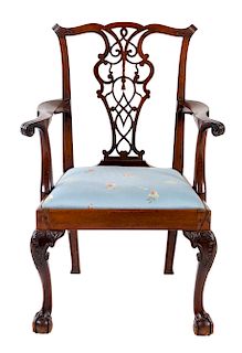A George II Mahogany Armchair Height 38 1/4 inches.