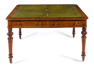 A William IV Mahogany Writing Desk Height 28 x width 47 1/2 x depth 43 1/2 inches.