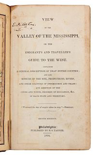 * [BAIRD, Robert. (1798-1863)]. A View of the Valley of the Mississippi. Philadelphia: H.S. Tanner, 1834.