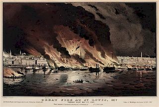 * CURRIER, Nathaniel, publisher. The Great Fire at St. Louis, Thursday Night May 17, 1849. New York, 1849.