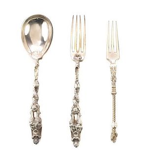 A Group of Continental Silver-Plate Flatware, Late 19th/Early 20th Century,