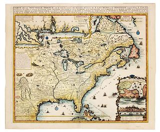 * CHATELAIN, Henri Abraham. Carte de la Nouvelle France...le cours des Grandes Rivieres de S. Laurens & de Mississipi. [Amst, 17