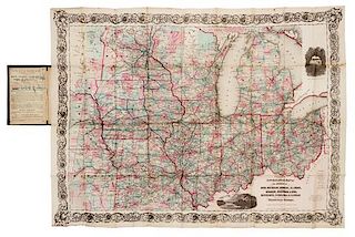 * COLTON, G.W. and C.B.  Colton's New railroad Map of the States of OH, MI, IN, IL, MO, WI & IA. MN, NE & KS. New York, 1870.