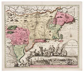 * SEUTTER, Matthias (1678-1757). Recens edita totius Novi Belgii in America Septentrionali. [Augsburg, ca 1730].