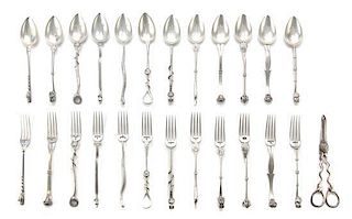 Group of Continental Silver-Plate Flatware, Late 19th/Early 20th Century,