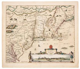 * VISSCHER, Nicolaus (1618-1709). Novi Belgii novaeque Angliae nec non partis Virginiae Tabula. [Amsterdam, ca 1656].