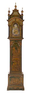 A Regency Style Chinoiserie Decorated Grandmother Clock Height 71 inches.