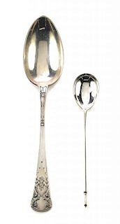 A Russian Silver Tablespoon, Mikail Grachev, St. Petersburg, 1907-26, Length of tablespoon 8 1/2 inches.