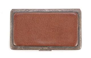 An American Silver and Leather Card Case, Tiffany & Co., New York, NY, 1873-1891, Length 5 3/8 inches.