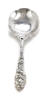 An American Art Nouveau Silver Berry Spoon, Probably Gorham Mfg. Co., Providence, RI, Circa 1900, Length 10 1/4 inches.