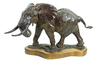 Kenneth Bunn Elephant Stampede Bronze Sculpture