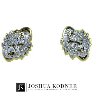 Platinum 18K Gold 6.30ctw Diamond Estate Earrings