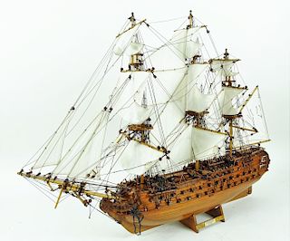 20th C. Carved Wooden Ship Model "Superbe 1784"