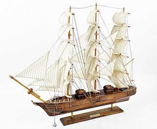 20th C. Carved Wooden Model Ship "Constitution"