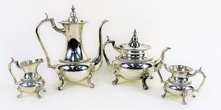Estate 4pc 950 Sterling Silver Chased Tea Set