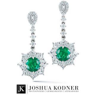 3.07 ct. Emerald and Diamond Earrings