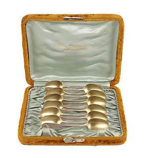 A Set of Twelve American Silver Demitasse Spoons, Retailed by Tilden, Thurber & Co., Providence, RI, Length 4 3/8 inches.