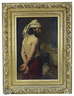 Signed 19th C. Orientalist Oil Painting on Canvas