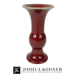 Antique Chinese Sang de Boeuf Glazed Bud Vase