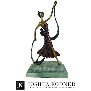 20th C. Bronze Sculpture of an Art Deco Woman