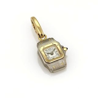 Cartier Santos Watch Style Charm 18k Gold & Steel