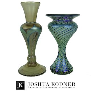 Two Stuart Abelman Studio Art Glass Bud Vases