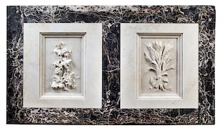 A Carved Marble Panel Height 38 1/2 x width 67 1/2 x depth 1 3/4 inches.