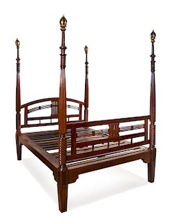 An Anglo-Indian Teak Bed Height of post 88 1/2 inches.