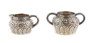 An American Silver Creamer and Matching Two-Handled Sugar Bowl, Tiffany & Co., New York, NY, 1873-91, Height of sugar bowl 2 5/8