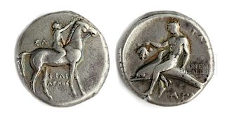 Roman Republican Silver Didrachm Tarentum - 7.8 g