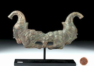 Unusual Roman Bronze Applique - Lions with Elephants