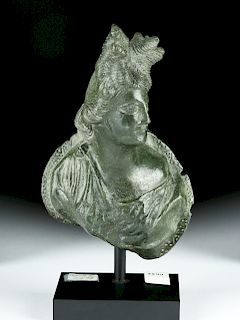 Stunning Roman Bronze Bust with Goddess - Minerva