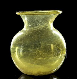 Near-Choice Roman Glass Jar, Yellow-Green Color