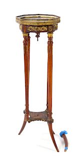 A Louis XVI Style Gilt Metal Mounted Mahogany Pedestal Height 40 1/2 inches.