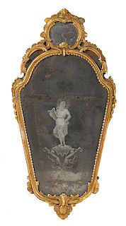 A Venetian Giltwood Mirror Height 35 1/2 inches.