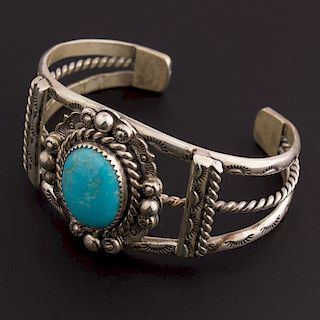 Sterling Silver and Kingman Turquoise Bracelet