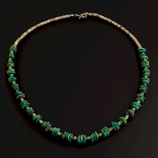 Turquoise and Shell Heshei Necklace