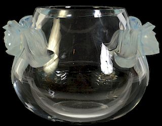 Lalique France 'Orchidee' Crystal Opalescent Vase