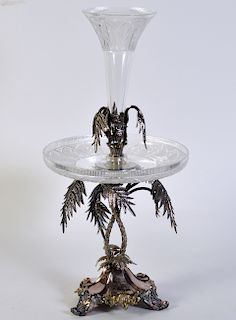 Palm Tree Silverplate Centerpiece Vase