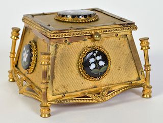 Victorian Bronze & Porcelain Trinket Box