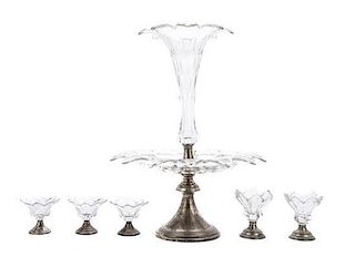 A Dutch Silver and Colorless Cut Glass Epergne, Height 19 3/4 inches.