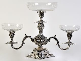 Silverplate Epergne W/2 Arms & Center Bowl