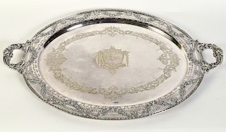 Silverplate Oval Gallery Tray