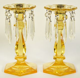 Pr. Heisey Sahara Yellow Glass Candlestick