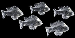 5 Lalique Crystal Fish Place Card Holders
