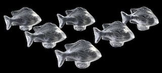 6 Lalique Crystal Fish Place Card Holders